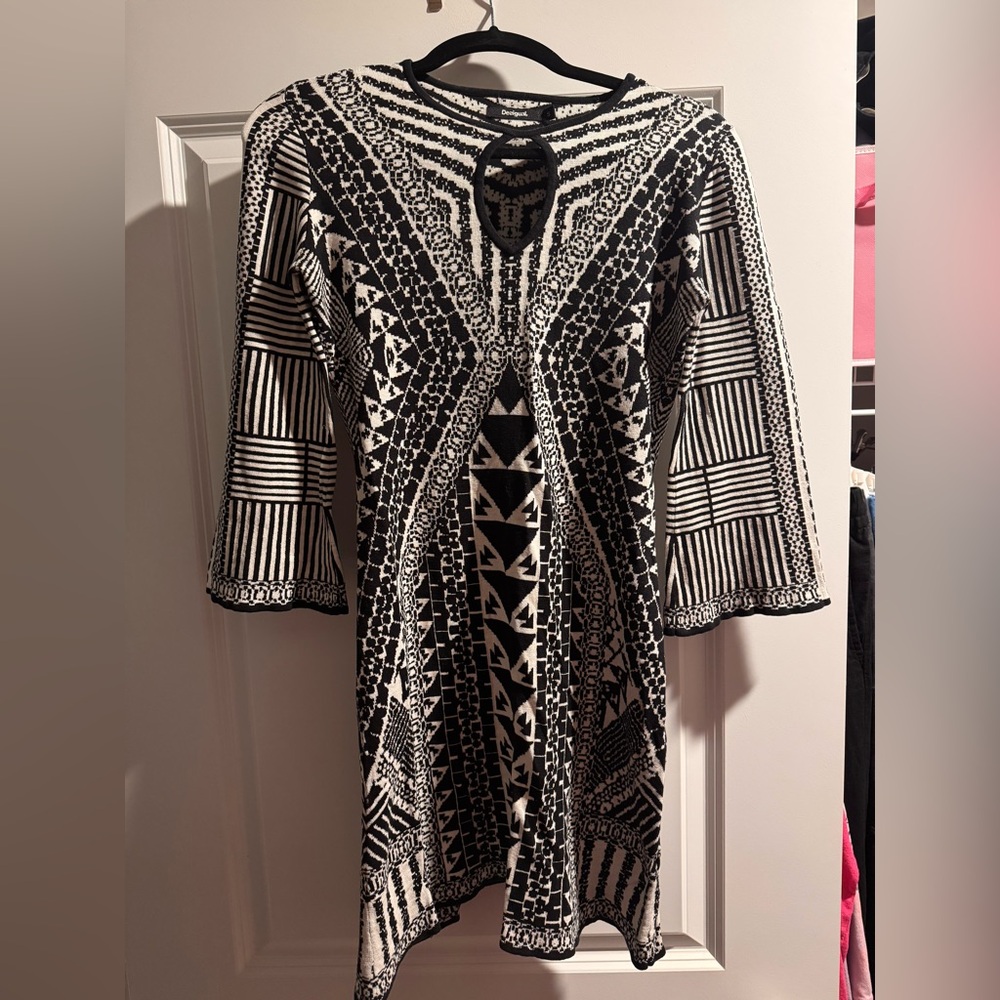 Geometric Black and White Dress